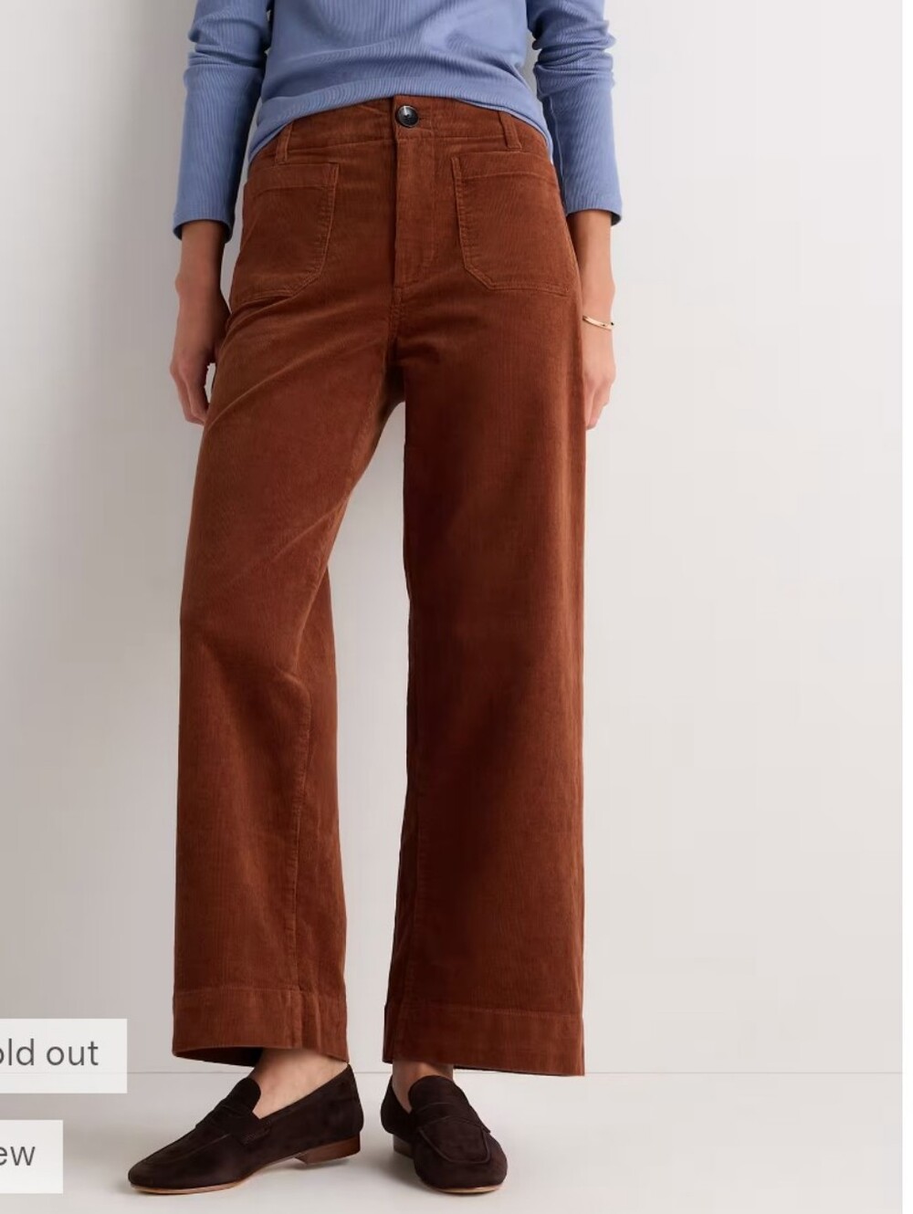 QUINCE Organic Stretch Corduroy Cropped Wide Leg Pants - Size Small